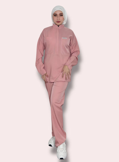 Petal Pink long sleeves Pocket Perfection line scrubs