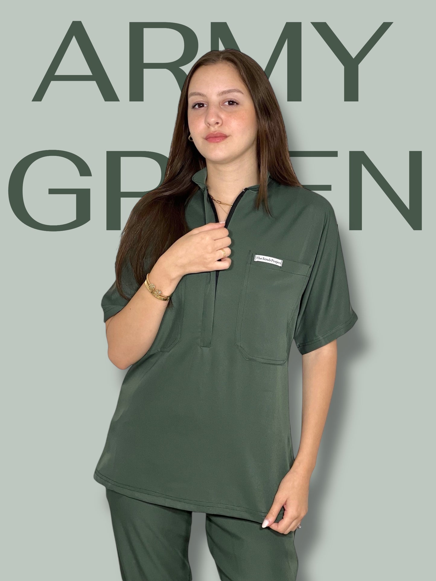 Army Green Pocket Perfection line scrubs