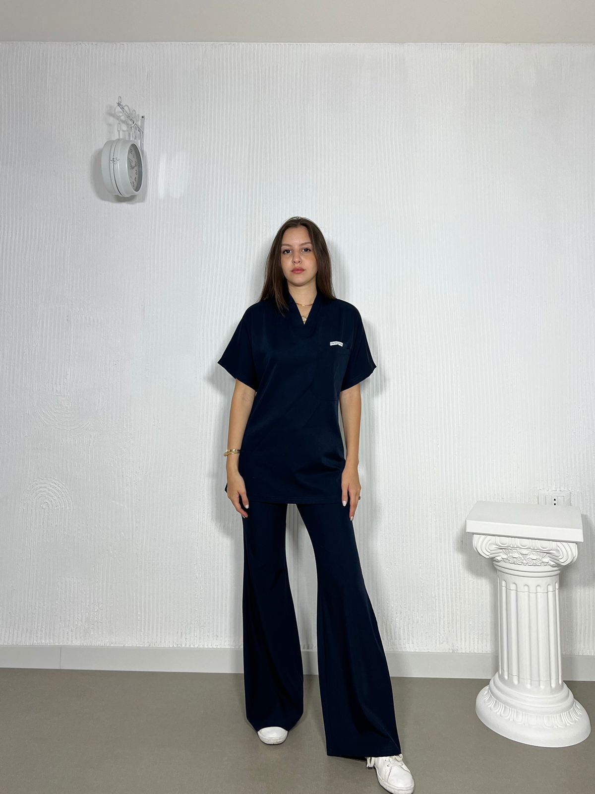 Navy blue short sleeves effortless elegance line scrubs