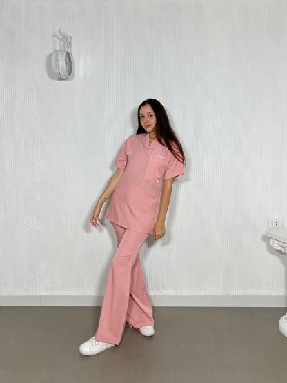 petal pink short sleeves effortless elegance line scrubs