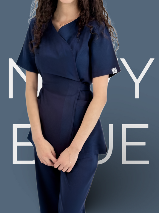 Navy Blue Wrap Scrubs
